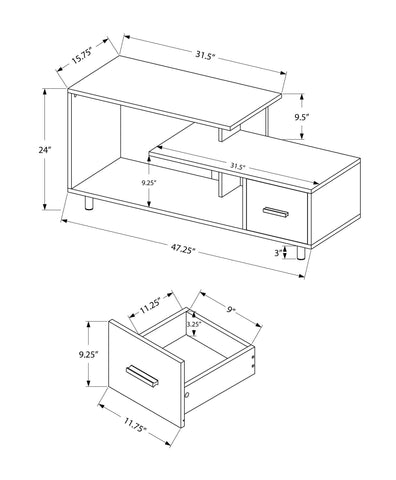 TV Stand, Console, Media Entertainment Center, Storage Drawer, Contemporary