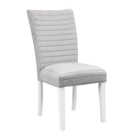 Elizaveta - Side Chair (Set of 2) - Gray Velvet &White High Gloss