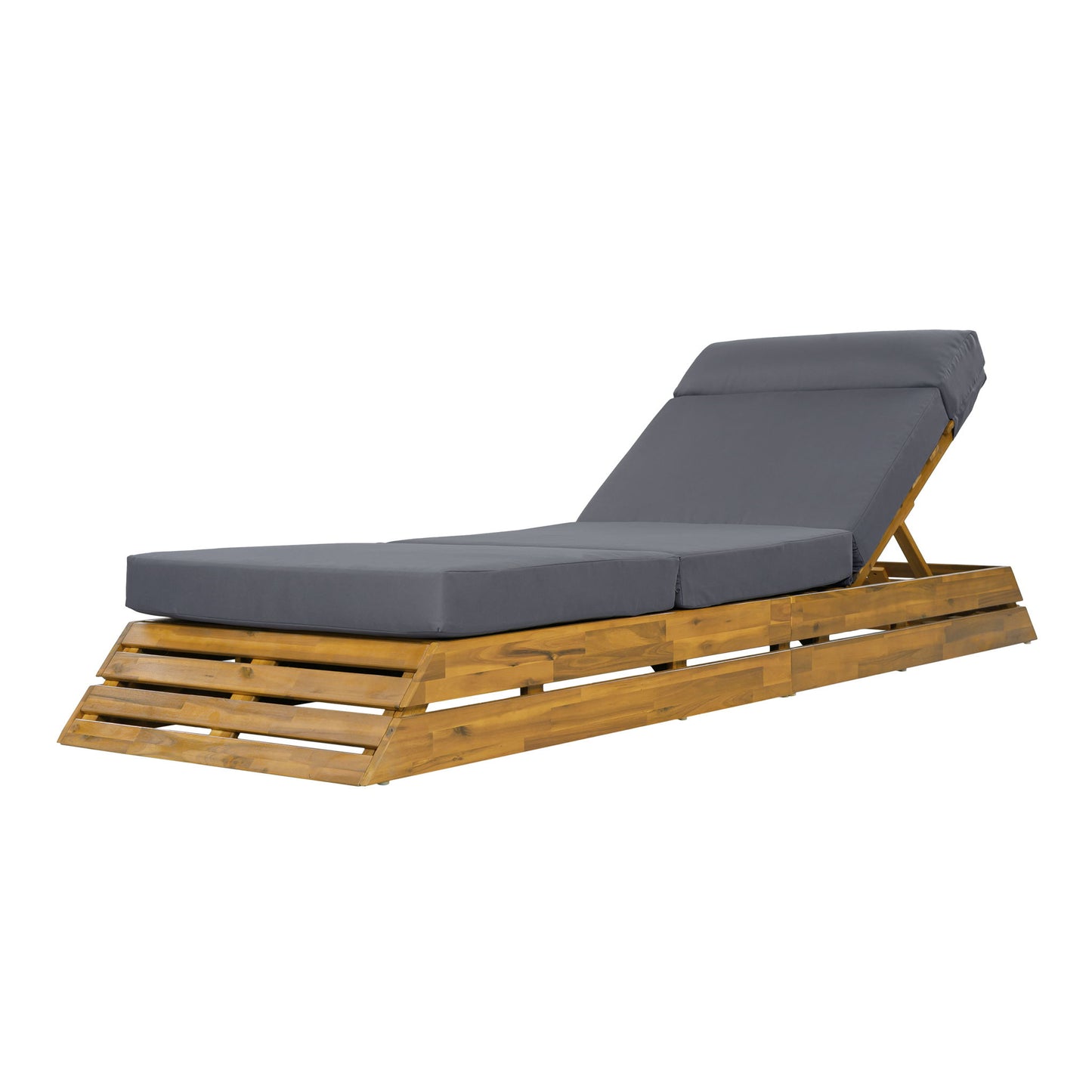Chaise Lounge Set With 4 Fold Cushion And Built In Headrest