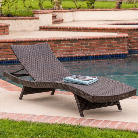 Kauai - Modern Style Pe Wicker Chaise Lounge - Brown Multi