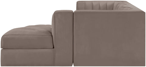 Rummi - Velvet Performance Fabric Upholstered 4 Piece Modular Sectional, With Reverse Corner Chair