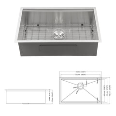Single Bowl, Undermount Workstation, Kitchen Sink With Accessories