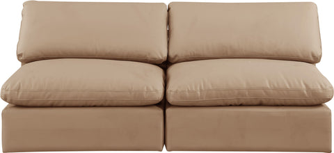 Comfy - Faux Leather Modular Armless Sofa 2 Pieces - Light Brown