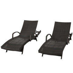 Salem - Contemporary Wicker Chaise Lounge With Arm, Weather Resistant