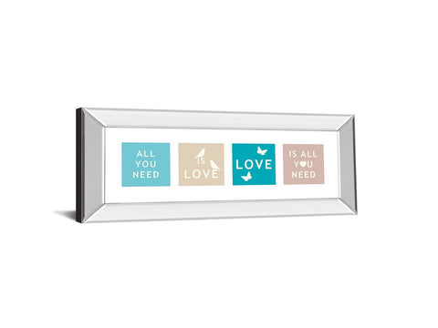 Words Of Kindness Il By The Vintage Collection - Mirror Framed Print Wall Art - Blue