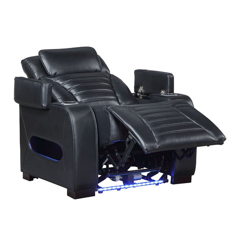 Ephron - Power Motion Recliner With Power Headrest & LED - Black