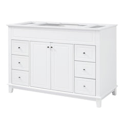 Bathroom Vanity Cabinet Only, 6 Soft Close Drawers & Double Doors With 2 Tier Shelves - White