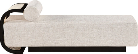 Zephyr - Linen Textured Fabric Upholstered Chaise - Painted Black Base