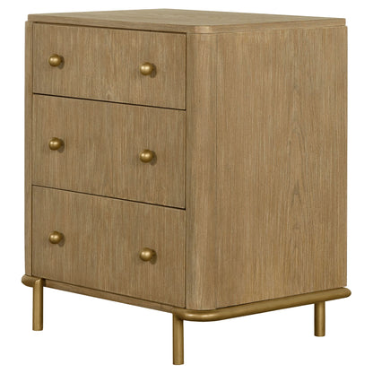 3 Drawer Nightstand With USB Ports - Brown