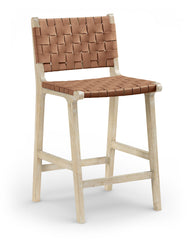 Entwine - Vegan Leather Upholstered Counter Stool - Painted Natural