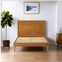 Wildflow - Queen Platform Bed With Splayed Legs And Headboard - Natural