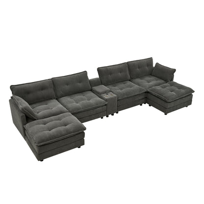 Oversized Modular Sectional Sofa With Multi Functional Console
