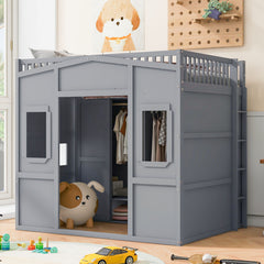 Loft Stylish Bed With Ladder And Wardrobe