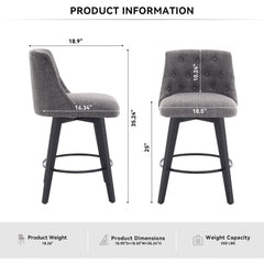 Swivel Bar Stools & Button Tufted Back (Set of 2)