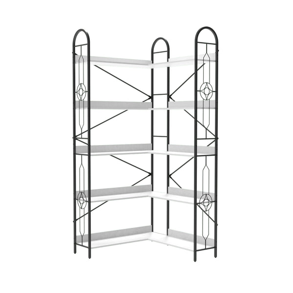 Industrial Style Corner Bookshelf With Thickened Iron Frame