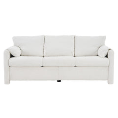 Modern 3 Seater Sofa Chenille Couch Plush Triple Seater Sofa With High Density Foam Cushions, Deep Seat Living Room Couch For Family Room, Apartment & Home Theater - Ivory White