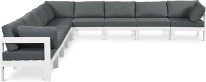 Nizuc - Outdoor Patio 9 Piece Modular Sectional With White Frame