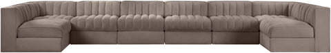 Rummi - Velvet Performance Fabric Upholstered 8 Piece Modular Sectional (With 2 Corner Chairs)