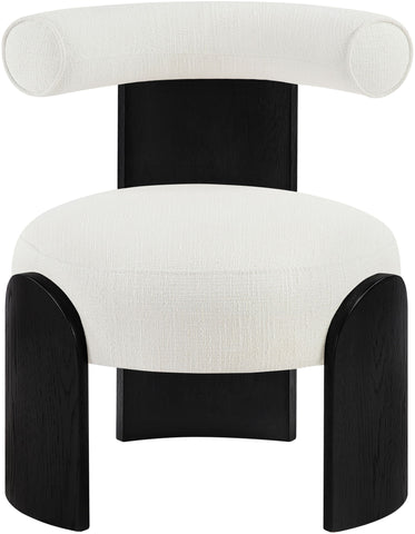 Calder - Linen Textured Fabric Upholstered Accent Chair - Painted Black Base