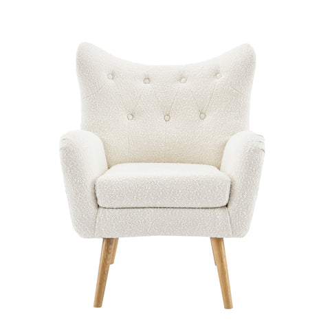 Mid - Century Modern Arm Chair With Wingback Design Wood Legs