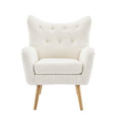 Mid - Century Modern Arm Chair With Wingback Design Wood Legs