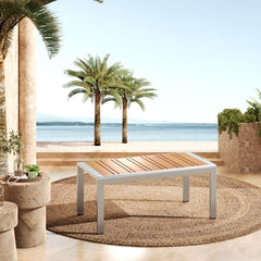 Cora - Outdoor Aluminum Coffee Table - Natural / Silver