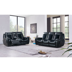 Clark - Blanche / Velvet Power Console Reclining LS With LED - Black