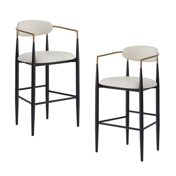 Upholstered Barstools With Back For Kitchen (Set of 2)