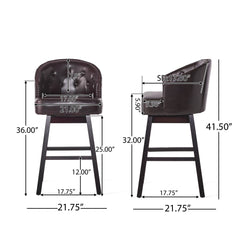 Mellifluous - 360 Degree Swivel Bar Stool With Stunning Nailhead Trim, (Set of 2)