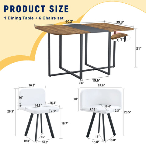 Modern Minimalist Marble Pattern Joinery Dining Table With Dining Chairs