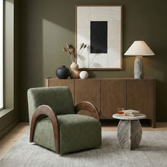 Neria - Chenille Fabric Upholstered Swivel Accent Chair - Painted Brown Base