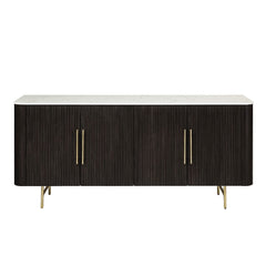 Clayten - Server - White Natural Marble Top & Espresso