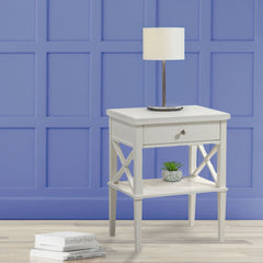 Madison - Nightstand With Open Shelf And Drawer And Decorative Side Panels