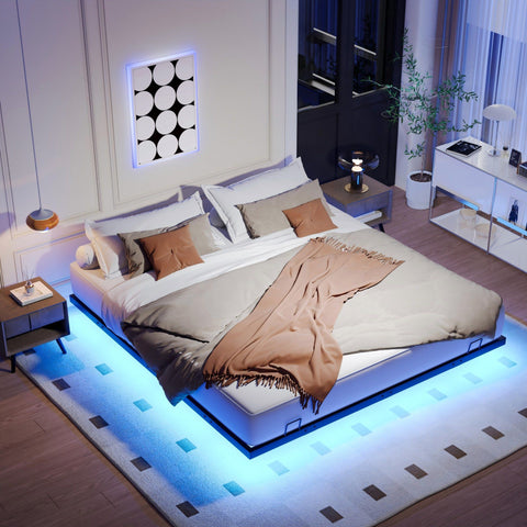 Floating Bed Frames With LED Lights