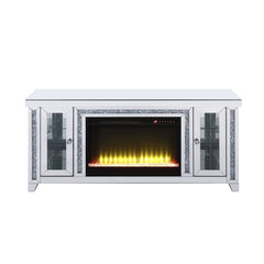 Noralie - TV Stand With Fireplace & LED - Mirrored & Faux Diamonds