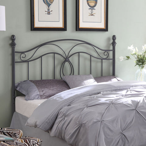 Full / Queen Headboard With Scrolling Design - Dark Gray
