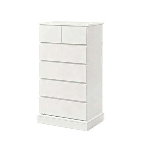 6 Drawer Tall Dresser With Concealed Handles, Vertical Storage Cabinet For Bedroom - White
