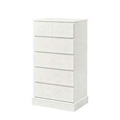 6 Drawer Tall Dresser With Concealed Handles, Vertical Storage Cabinet For Bedroom - White