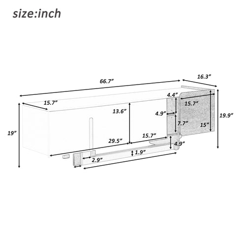 TV Stand For TVs Up To 70", TV Cabinet, 1 Drawer, 2 Cabinets And Adjustable Shelves For Living Room - White
