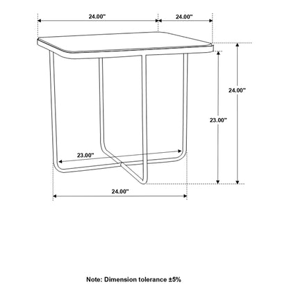 Travertine Accent Table Geometric Design - Brown