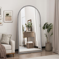 Arch Retro Full Length Mirror With Supporting Feet - Silver