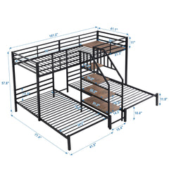 Metal Bunk Bed With Storage Shelves Staircase