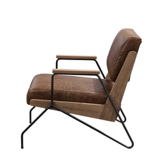 Eacnlz - Accent Chair - Cocoa Top Grain Leather & Matt Iron
