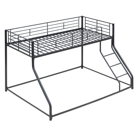 Metal Floor Bunk Bed With Sloped Ladder, Space Saving Design