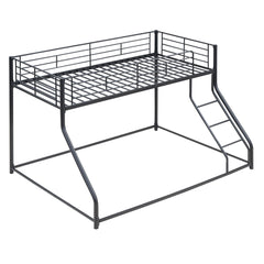 Metal Floor Bunk Bed With Sloped Ladder, Space Saving Design