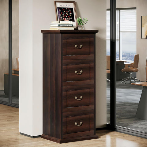 4 Drawer Vertical File Cabinet For A4 / Letter Files - Walnut
