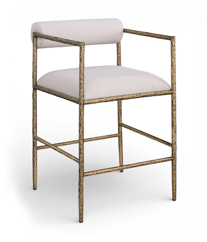 Axis - Linen Textured Beige Fabric Upholstered Counter Stool (Set of 2)