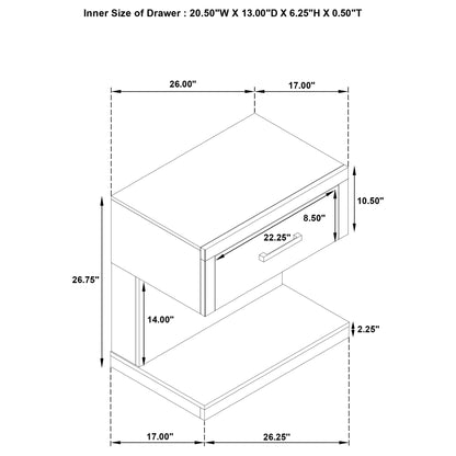 Gibbons - 1 Drawer Nightstand With LED Light - Brown