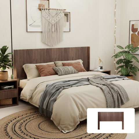 Queen Headboard Only, Fluted Panel Design - Walnut