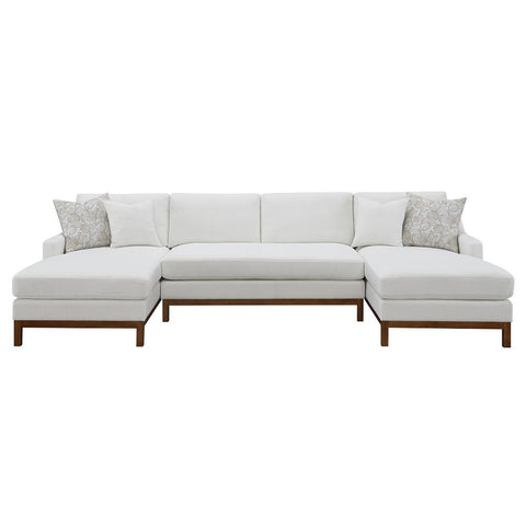 Valiant - Sectional Sofa With 4 Pillows - Ivory Chenille